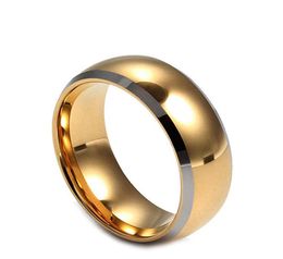8mm Men039s Classic High Polished Gold Silver Two Tone Tungsten Carbide Wedding Band Ring5565866