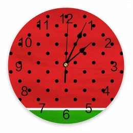 Wall Clocks Summer Watermelon Dot Watercolor Abstract Printed Clock Modern Silent Living Room Home Decor Hanging Watch