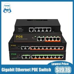 Switches POE Switch Gigabit TEROW Link TE204 5/6/8/10 port 100/1000Mbps POE Fast Ethernet Switch with VLAN Power Supply for Camera