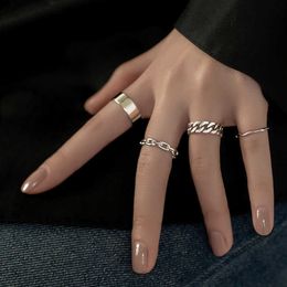 Personalized design nail style ring S925 silver chain female folding finger element with cart original rings