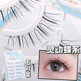 False Eyelashes 5 Pairs Korean Handmade Transparent Stem Natural Style Eyelash Extension Winged Eye Makeup Tools