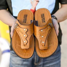 Slippers Summer Men's Sandals PU Leather Mens Casual Shoes Outdoor Male For Men Beach Roman Flip Flops