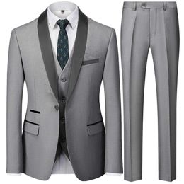 Men's Suits Blazers Mens Mariage Colourful Block Neck Set Jacket Trousers Waist Coat Business Casual Wedding Tank Top Pants 3-piece Q2405071