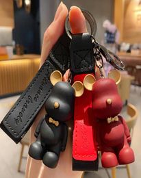 Resin Bear Key Chains Rings Lover Gifts Fashion PU Leather Car Keychains Holder Trinkets Women Bag Jewellery Charms Mens Animal Pend1335336