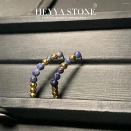 Hoop Earrings HEYYA STONE Natural Sapphire Simple Classic C Circle Gemstone Jewellery Handmade Stainless Steel