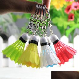 Key Rings Mini Creative Colourf Badminton Keychain Ring Holder Mobile Phone Pendant Car Bag Hanging Buckle Wholesale 60Pcs/Lot Drop Dhsbk