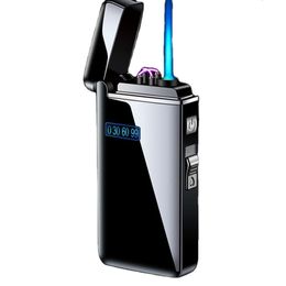 2-In-1 Multifunctional Double Arc/ Torch Blue Flame Lighter Usb Rechargeable Flashlight Lighter