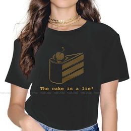 Women's T-Shirt Cake is a Lie Code for Women TShirt Portal Game Cheque Atlas P-Body O Neck Girls Top 5XL Womens T-shirt Funny Fashion GiftL2405