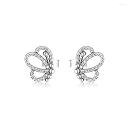 Stud Earrings Genuine 925 Sterling Silver Butterfly Outlines Earring Studs For Women DIY Making Fine Jewelry Brincos Wholesale