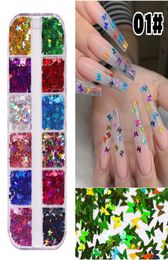 NAS007 1 Box Maple Leaves Nail Art Sequins Holographic Glitter Flakes Paillette Chameleon Nails Butterfly Stickers Autumn Design D9407407