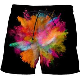 Personalized Colorful Powder Smoke Pattern Shorts 3D Printed Loose Quarter Pants Breathable Casual