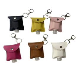 Sanitizer Holder PU leather Hand Sanitizer Bottle Holders Lip Cover Handbag Keychain Printing Chapstick Holder 30ml9652641