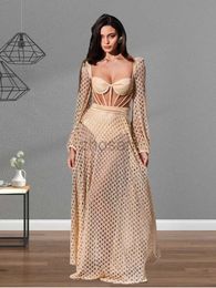 Women Beach Wear Women Wear Crochet-knit Maxi Swimsuit Cover Ups Swimwear Crochet Cutout Stretch Bikinis 2023 Woman Summer Dress for Beach d240507