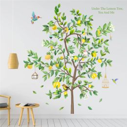 Stickers Lemon Tree Bird Cage Wall Stickers For Store Office Studio Home Decoration Diy Plants Mural Art Pvc Decals Pastoral Large Poster