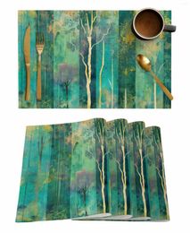 Table Mats Oil Painting Abstract Tree Sunset Coffee Dish Mat Kitchen Placemat Dining Rug Dinnerware 4/6pcs Pads