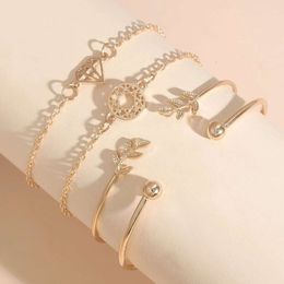 Jewellery leaf knot decorative bracelet accessories for women minimalist and atmospheric summer versatile 4-piece set