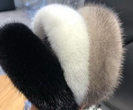 2021 Women039s luxury winter 100 mink fur headband high quality real fur hair band lady fashion hair hoop Headbands3322624