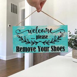 Decorative Figurines Rustic Welcome Please Bemove Your Shoes Wall Hanging Decor Wood Art Plaques Sign Door For Home Living Room Front