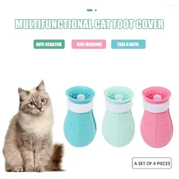 Cat Costumes Pet Bath Boots Anti-scratch And Bite Adjustable Soft Silicone Accessories Foot Cover For Grooming Bathing Shaving