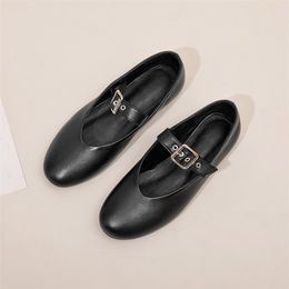 Aiyuqi Frauen Mary Jane Schuhe Herbst natürliche echte Leder Vintage Frauen Schuhe Spitze Zehen Ballett flache Freizeitschuhe Frauen 240418