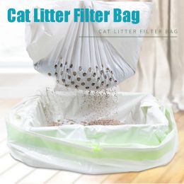 Housebreaking Cat Litter Filter Bags 7pcs For Indoor Durable Cat Litter Bags Large Drawstring Cat Waste Bags Cat Litter Clean Bag