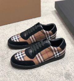 Classic Style Vintage Cheque Sneakers Shoes Men Suede Leather Smooth Calfskin Skateboard Shoe Cotton Canvas Comfortable Casual Walking Daily Discount Footwear