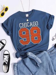 Women's T-Shirt Chicago 98 Print Woman T-Shirt VintageFashion Individual Tshirt Niche Essential All Matchtee Shirt Trend Casual Soft Tshirts d240507