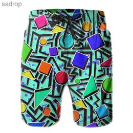 Men's Swimwear New Retro Funny Memphis Swimming Pants Mens Summer Surfboard Shorts Mens Swimming Top 2023 Casual 3D Printing Pattern Cool Shorts XW