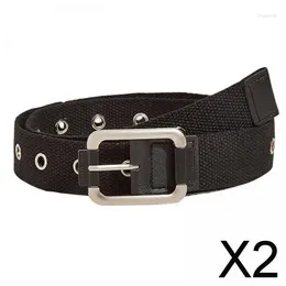 Belts 2xUnisex Waist Belt Adjustable Pin Buckle For Pants Travel