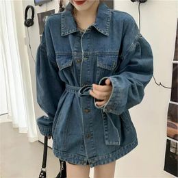 Women's Jackets Korean Denim Jacket For Women Bf Wide Couple Trend Winter 2024 Jeans