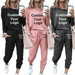 Women's Two Piece Pants Custom Logo Ladies Outfits Sweatshirts And Sweatpants Sets Women Casual Tracksuit Fashion Fitness Jogging Suit