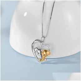 Pendant Necklaces Cute Animal Elephant Mother Kids Necklace For Mom Heart Shaped Neck Chain Jewellery Gift Thanksgiving Mothers Day Drop Dhjyd