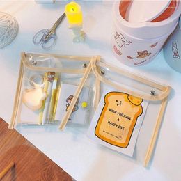 Snap Button Bag Pencil Case Test Paper Stationery Storage Large Capacity Waterproof Transparent Document