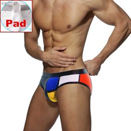 Men's Swimwear Swimsuit mens brief padded low waisted sexy silhouette bag bikini swimsuit waterproof swimsuit workwear gay beach shorts XW