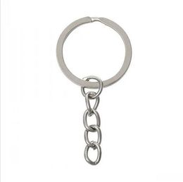 Key Ring Key Chain Rhodium Plated 50mm long Round Split keychain wholesale Key Chain Rings Women Men Jewellery b065 LL