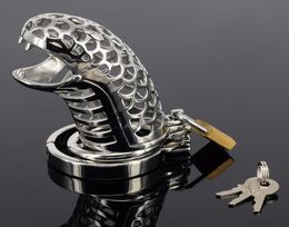 New device designs new -steel belt for men new devices snake design cock cage with removable spike ring6574561