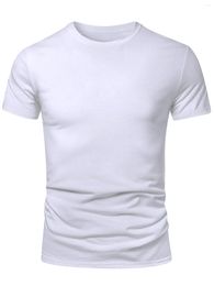 Men's T Shirts Summer Black And White Fashionable Solid Round Neck Short Sleeved T-shirt Top