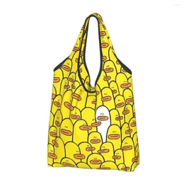 Storage Bags Fashion Print Yellow Classic Rubber Duck Tote Shopping Bag Portable Shopper Shoulder Handbag