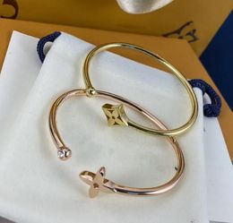 NEW designer open bracelet gold woman diamond bracelet jewlery men high-quality pure gold bangle stainless steel jewellery Not allergic colorfast With BOX