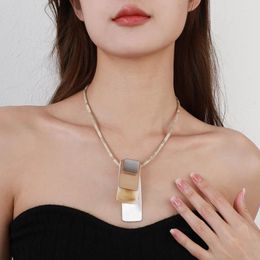 Pendant Necklaces Irregular Geometric Multilayer Square Necklace For Women Fashion Punk Choker Charm Jewellery