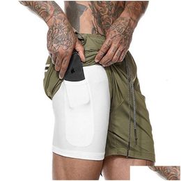 Mens Shorts Summer Running Men 2 In 1 Sports Jogging Fitness Training Quick Dry Gym Sport Short Pants Drop Delivery Apparel Clothing Dhziw