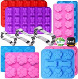 Moulds Puppy Dog Paw and Bone Cat Ice Trays Silicone Pet Treat Moulds Soap Chocolate Jelly Candy Mould Cake Decorating Baking Moulds