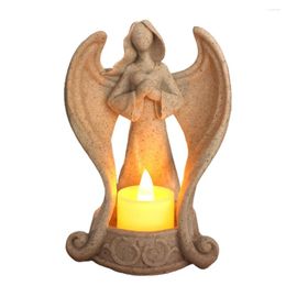 Candle Holders Angel Prayer Holder Female Statue Wings Resin Ornaments Religious Memorial Home Decorat