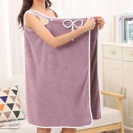 Towel Water Absorbent Soft Spa Bath Wrap With Button Closure For Women Quick Drying Shower Robe Bathroom