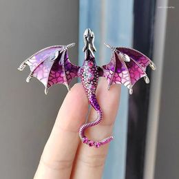 Brooches Jenamery Retro Enamel Dragon For Women Men 12-color Rhinestone Flying Legand Animal Party Office Brooch Pins Gifts