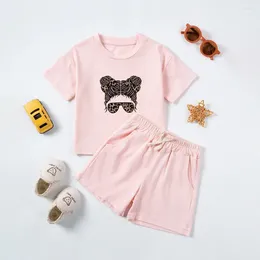 Clothing Sets Girls Summer Suit 0-6Y Cute Cartoon Printing T-shirt Elastic Waist Shorts Two-piece Casual Sports Short-sleeved