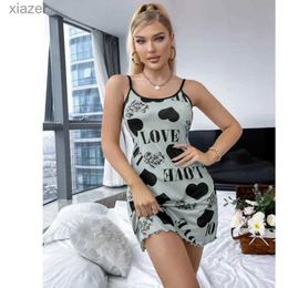 Women's Sleepwear Summer Summer Nightown Beauty Back هذا القسم من Home Wear Halter Skirt Short Love Cartoon Crity Printing Pajamas Lightgowns WX