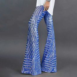 Women's Pants Capris Shiny high waisted wide leg pants for womens sequin wide leg pants Flared Trousers disco ball Y2k style T-shirt Y240504