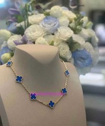 Designer 1to1 Original Vancllf Necklace Fashion Luxury 4four Leaf Clover Ten Flowers Four Grass Womens Light v Gold Thick Plating 18k Rose Blue Jade Medal High Grade