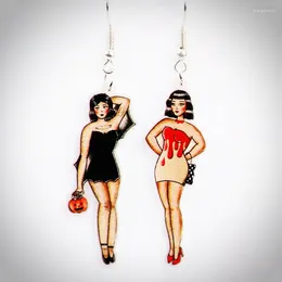 Dangle Earrings Halloween Bleeding Dress Girls Body Acrylic Drop Hallowmas Pumpkin Bat Human Earring Party Jewellery For Women